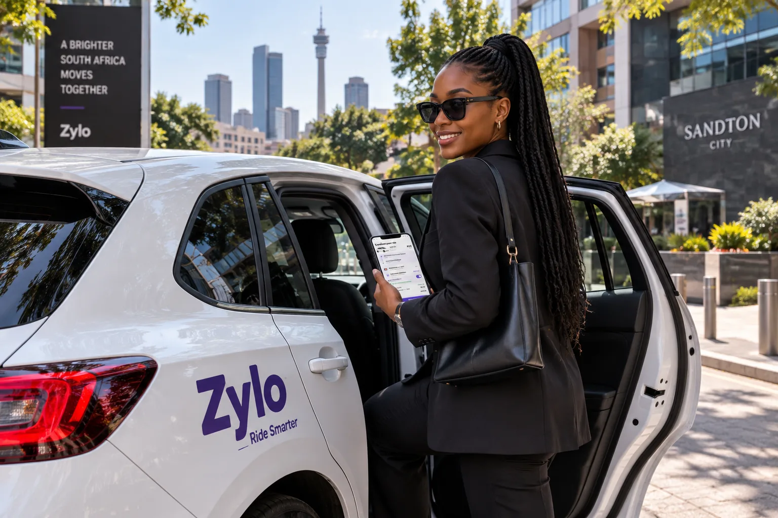 Zylo rider entering a vehicle in Johannesburg